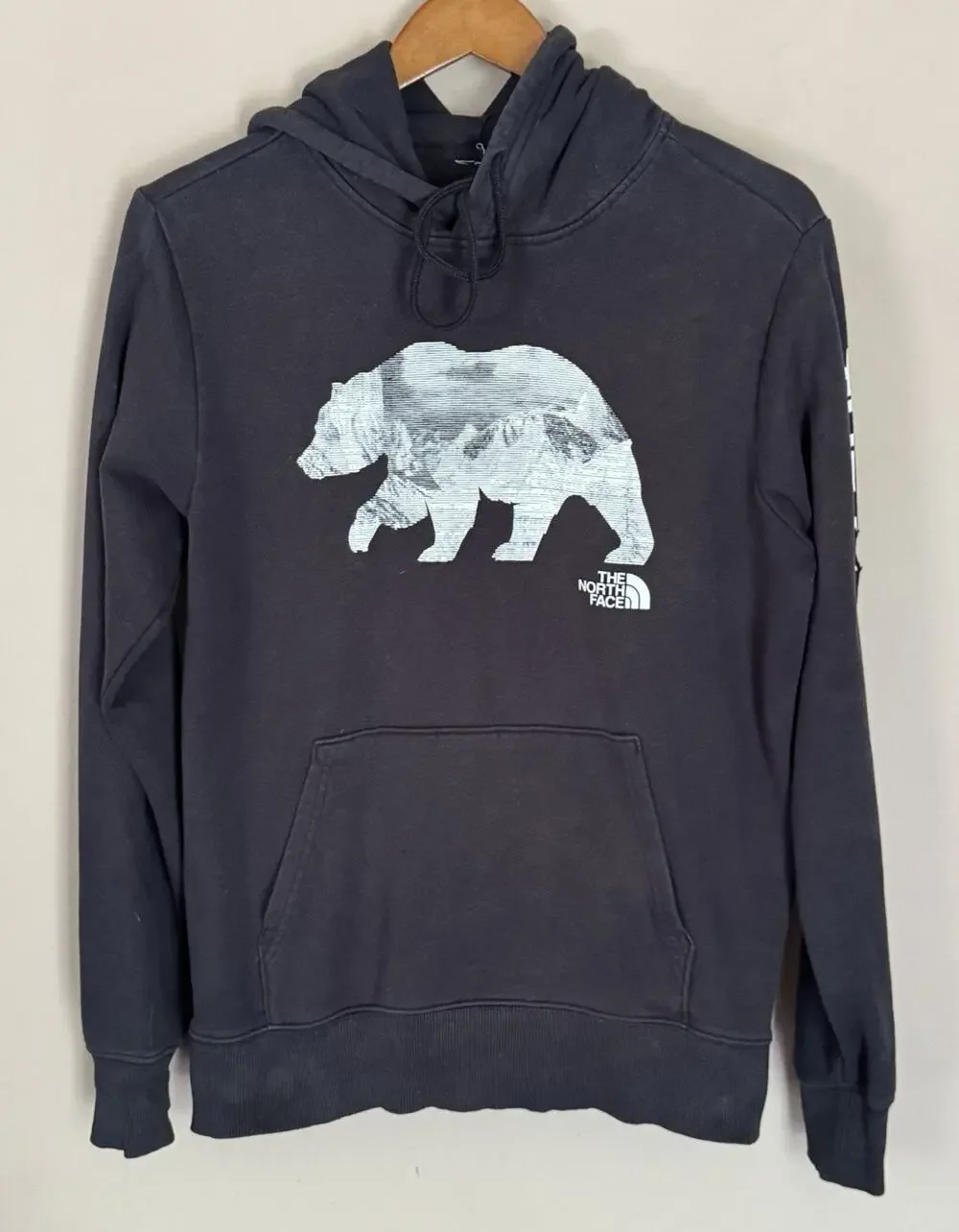 The North Face Bear Black Long Sleeve Pullover Hoodie Hooded Sweatshirt Large